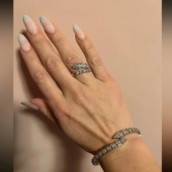 Serpenti Snake Crystal Silver Cuff Bracelet - Picture 11 of 11